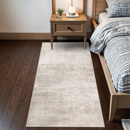 Washable 2x6 Thin Runner Rug: Abstract Soft Entryway Doormat Water-Resistan Hallway Bathroom Kitchen Carpet with Non-Slip Backing Modern Living Room Bedroom Decorative Carpet（2x6,Beige/Cream）