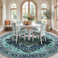 RELEANY Area Rugs 8ft Washable Non-Slip, Floral Vintage Distress Print Pattern Medallion Carpet for Living Room Bedroom Dining Room, Teal Green Lake Blue Turquoise
