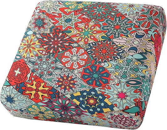 hyha Printed Couch Cushion Covers, Floral Sofa Covers Washable for Cushion Couch, Stretch Pattern Outdoor Cushion Covers for Patio Furniture with Elastic Bottom(Small, Diamond Mandala)