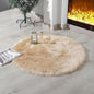 linmopm Faux Fur Rug Sheepskin Shag Fluffy Fuzzy Beige 3x3 ft Rugs for Bedroom Bedside Bed Floor Living Room Plush Round High-Density Cushion Carpet Super Sofa Cover