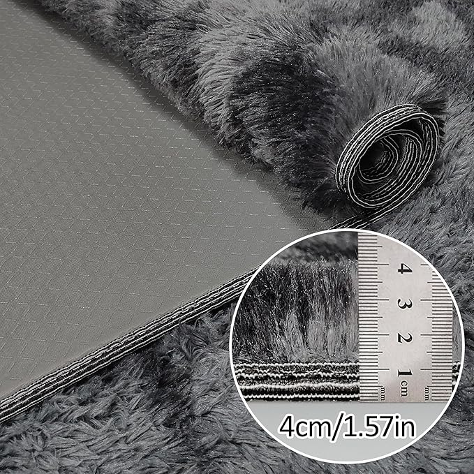 Tie-Dyed Runner Rug for Bedroom Black Grey 2x5ft Fluffy Area Rug Bedside Runner Rug for Kids Room Boys Teens Nursery Baby Living Room Dorm Home Decor Carpets