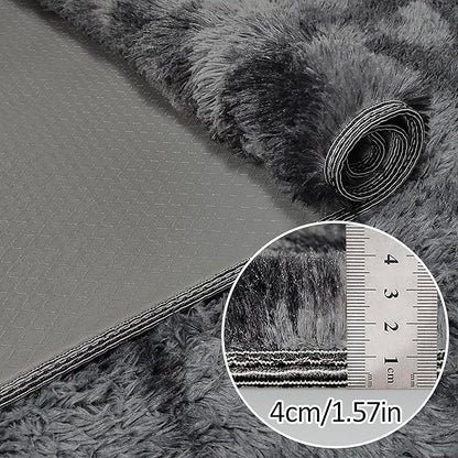 Tie-Dyed Runner Rug for Bedroom Black Grey 2x5ft Fluffy Area Rug Bedside Runner Rug for Kids Room Boys Teens Nursery Baby Living Room Dorm Home Decor Carpets