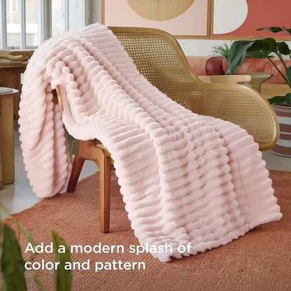 Bedsure GentleSoft Pink Throw Blanket for Couch - Cozy Soft Blankets Gifts for Women, Spring Cute Small Fleece Throws for Girls, Pink Decor for Home Room, Crystal Pink, 50x60 Inches