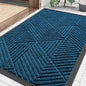 Smiry Front Door Mat Outside Entrance, Heavy Duty Sturdy Natural Rubber Doormat, Trap Dirt and Moisture, Easy Clean Low Profile Mats for Indoor Outdoor Entry, Irregular Triangle (29.5x17, Mixed Blue)