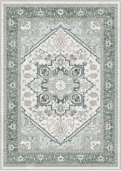 OPPODREAM Soft Area Rugs 9x12 Living Room, Washable Rugs 9x12 with Non Slip Backing, Faux Cashmere Low-Pile 9 x 12 Carpet, Green