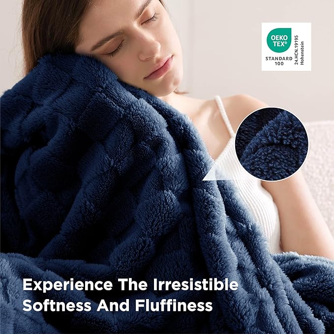 Bedsure GentleSoft King Size Blanket for Bed - Super Soft Cozy Blankets for Kids Girls, Large Fuzzy Fleece Throw for Bedroom Decor, Navy,108x90 Inches