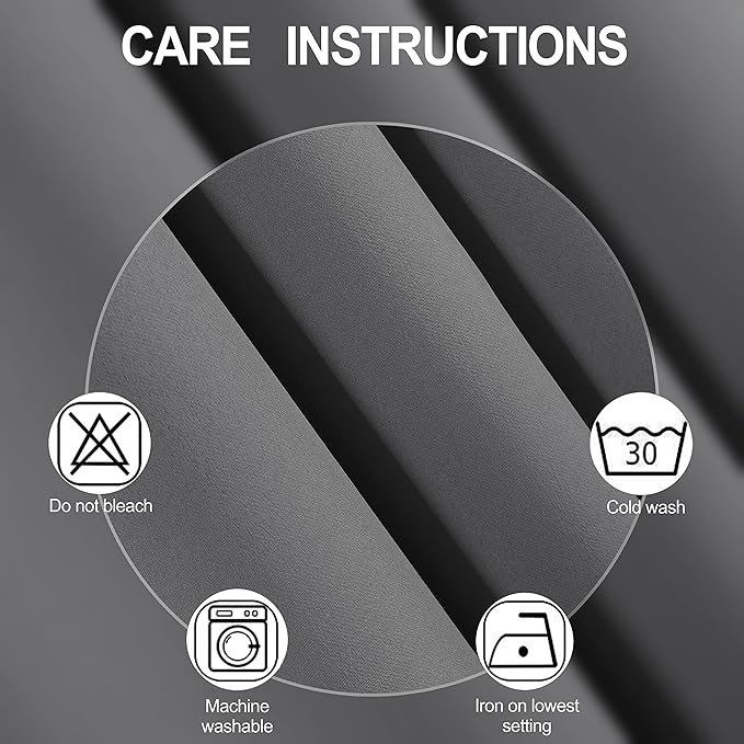 LEMOMO Grey Blackout Curtains 34 x 54 Inch Length/Set of 2 Curtain Panels/Thermal Insulated Room Darkening Blackout Curtains for Bedroom