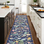 Washable 2'6x12 Hallway Runner Rug: Entryway Non Slip Floral Rug Farmhouse Soft Stain Resistant Carpet for Kitchen Bathroom Bedroom Low Pile Pet Friendly Floor Mat for Living Room(2'6x12/Purple)