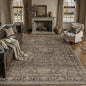 10x12 Washable Area Rug for Living Room Bedroom Vintage Brown Non Slip Carpet Traditional Retro Soft Low Pile Large Throw Rug for Dining Room Kitchen Office Indoor