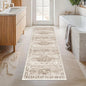 Hazo Haus Boho Long Bathroom Runner Rug 24 x 72 Washable Non Slip - Soft Stain Reistant Rugs for Kitchen, Laundry Room, Hallway Runner - Neutral Floral Design Décor (2x6 Beige/Latte)