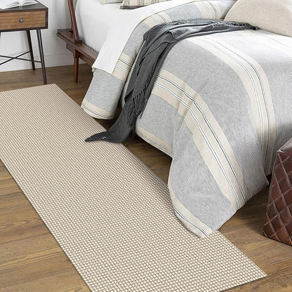 KOZYFLY Runners for Hallways 2x7 ft Washable Kitchen Runner Non Slip Rubber Backed Hall Runners Cotton Entryway Runner Rugs Floor Carpet for Indoor Backdoor Bedroom Kitchen, Ivory/Khaki