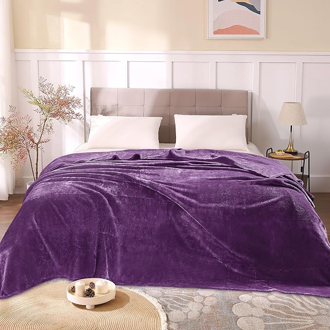 BEDELITE Fleece Blanket Purple Full Blankets for Couch & Bed, Luxury Plush Cozy Fuzzy Blanket 84" x 90", Super Soft Warm Lightweight Throw Blanket for Travel Camping