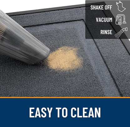 OLANLY Front Door Mat Indoor Outdoor Entrance, Waterproof All-Season, All-Weather Doormat, Sturdy Natural Rubber, Low Profile, Easy Clean Patio Porch Entryway Mat, 35x23, Charcoal Gray