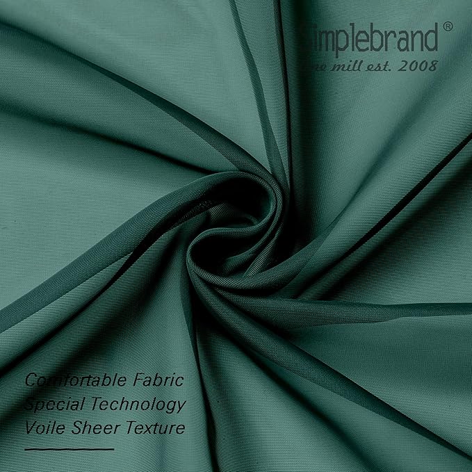 Simplebrand Hunter Green Sheer Curtains 63 Inch Length 2 Panels, Rod Pocket Solid Color Window Sheer Curtain Panels, Elegant Curtains & Drapes for Living Room, Bedroom (Hunter Green, 42" W x 63" L)