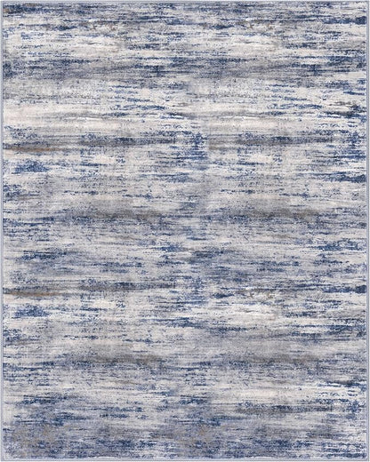 KOZYFLY Rugs for Living Room 8x10 Modern Ombre Living Room Area Rug, Washable Large Thin Rugs Non-Slip Soft Striped Rug for Bedroom, Print Grey-Blue Abstract Carpet for Laundry/Kid Room
