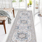 OPPODREAM Soft Entryway Rug 2x8, 2x8 Rug Runner, Neutral Washable Hallways Carpet 2 x 8 with Non Slip Backing, Low-Pile Bedside Carpet 2 x 8, Long, Faux Cashmere, Cream White & Blue & Light Brown