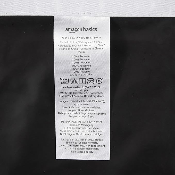 Amazon Basics Portable Room Darkening Light Blocking Blackout Curtain Shade with Suction Cups, 100% Polyester, 50"W x 78"L,White, 1-Pack