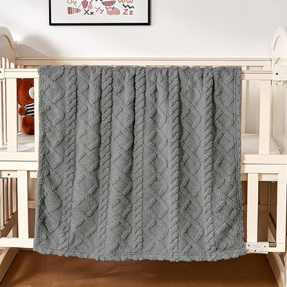 Sherpa Fleece Baby Blanket, Ultra Soft Fluffy Premium Baby Blankets for Boys Girls, Cozy Infant Toddler Newborn Receiving Blankets for Crib Stroller 30”×40” (Grey)