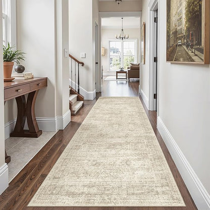 Runner Rug 3x6 Washable Non-Slip Kitchen Runner Rugs for Bathroom Laundry Room Beige Vintage Floor Carpet Runners for Hallway Entryway
