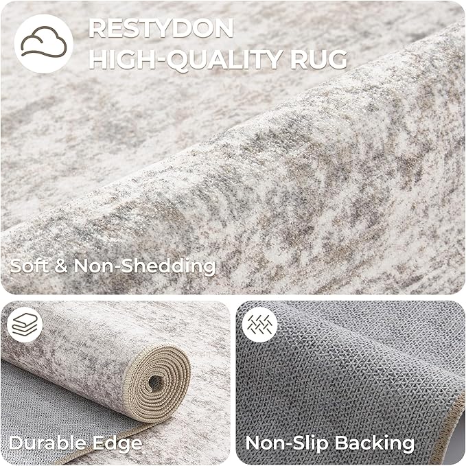 Long Hallway Runner Rug- Carpet Runners for Hallway 12ft, Anti Slip Backing Washable Rug Runner for Entrance, Living Room, Soft Low Pile Modern Rug Runner(2'x12', Brown/Grey/Ivory)