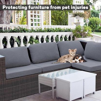 8Pcs Outdoor Cushion Covers, Patio Cushion Covers,Stretch Elastic Slipcovers, Replacement Washable & Reusable Furniture Protector for Patio Couch,Thick Jacquard Fabric(Grey, Cover Only)