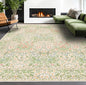 Cream Green Washable 8x10 Area Rugs for Living Room, Bedroom, Dining Room Under Table, Playroom, Stain Resistant Non-Slip Light Green Carpet with Pale Yellow and Pink Blossoms and Blue Flowers