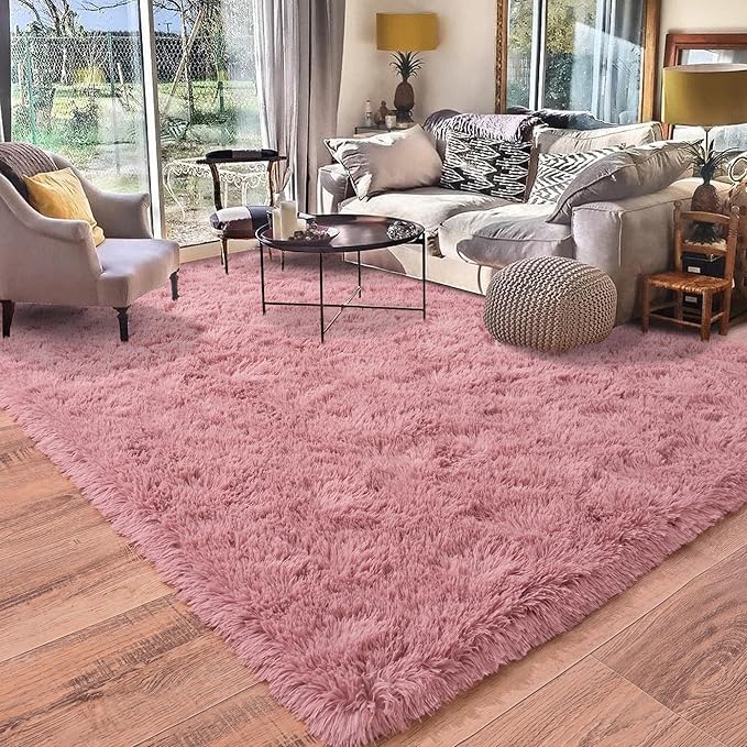 Rugs for Living Room 6x9, Soft Shaggy Modern Shag Area Rug for Bedroom, Upgrade Non-Slip Plush Fluffy Carpet for Kids Boys Girls Room Home Decor Aesthetic, Blush