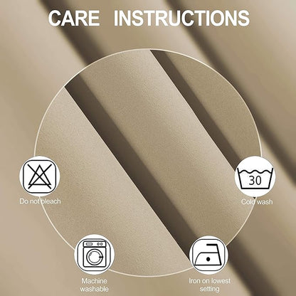 LEMOMO Blackout Curtains 52 x 45 inch/Beige Curtains Set of 2 Panels/Thermal Insulated Room Darkening Bedroom Curtains
