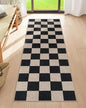 Lahome Colette Checkered Easy Jute Runner Rug, 2x6 Kitchen Runner Rug Non Slip Washable Outdoor Carpet for Entryway Indoor, Checkerboard Black Indoor Outdoor Carpet Runners for Hallway 6ft Entry