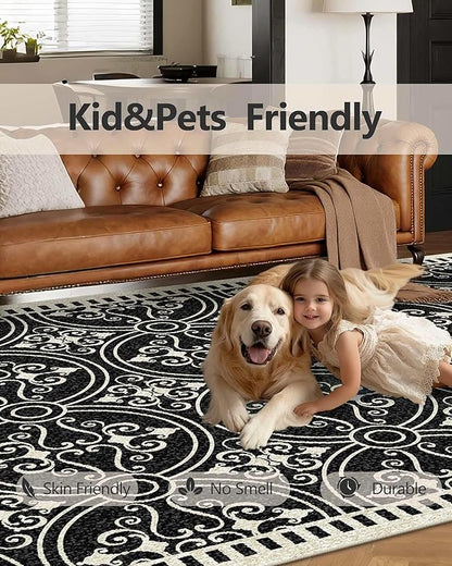 Latte&Fog 2x3 Entryway Rug, Small Modern Abstract Door Mat, Washable Kitchen Rug, Boho Non Slip Low Pile Carpet for Indoor Kitchen, Entry, Front Door and Bathroom