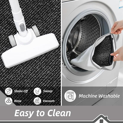 BEQHAUSE Kitchen Rugs 20"x32", Non-Slip Kitchen Mats for Floor, Super Absorbent and Stain Resistant Kitchen Rugs, Machine Washable Rugs for Kitchen, Hallway, Laundry & Sink, Black