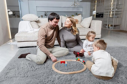 LOCHAS Ultra Soft Indoor Modern Area Rugs Fluffy Living Room Carpets for Children Bedroom Home Decor Nursery Rug 6x9 Feet, Gray