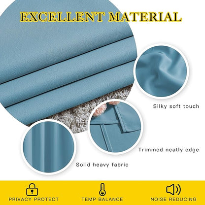 NICETOWN Bedroom Blackout Curtains and Drapes - Window Treatment Thermal Insulated Solid Grommet Blackout Draperies for Living Room (Set of 2 Panels, 52 by 95 Inch, Teal Blue)