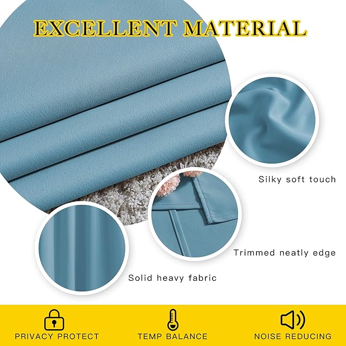 NICETOWN Room Darkening Curtain Panels - Home Fashion Ring Top Thermal Insulated Room Darkening Curtains for Bedroom/Living Room (2 Panels, 46" Wide by 90" Long, Teal Blue)