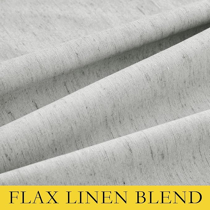 NICETOWN Grey Long Linen Full Shade Panels, 52" Wide x 95" Long, Pair of Thermal Insulated & Energy Efficiency Blackout Curtains for Living Room Windows, Lined Silky Performance Window Dressing