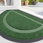 OLANLY Half Circle Door Mat Indoor Outdoor Entrance Welcome, Waterproof All-Season, All-Weather Doormat, Sturdy Natural Rubber, Low Profile, Easy Clean Patio Porch Entryway Mat, 59x34, Green