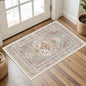Entryway Rug - 2x3 Washable Rug Runner for Bathroom, Laundry Room, Kitchen, Soft Vintage Hallway Runner for Bedroom, Non-Slip Door Mat Indoor Entrance(Orange,2'x3')
