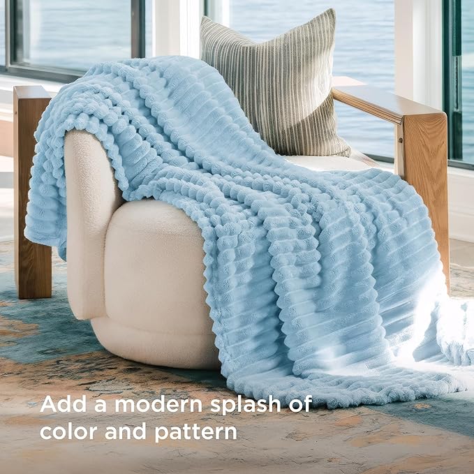 Bedsure GentleSoft Blue Throw Blanket for Couch - Cozy Soft Blankets for Women, Cute Small Fleece Throw for Girls, Spring Decorations for Home Room Decor Gifts for Women Her, Light Blue, 50x60 Inches
