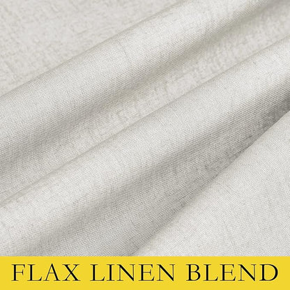 NICETOWN 100% Absolutely Blackout Linen Curtains with Thermal Insulated White Liner, Ivory, W62, 2 Pieces, Noise Reducing Textured Linen Look Curtains for Windows 95 inch Length for Classroom