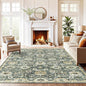 AMADA HOMEFURNISHING 6x9 Area Rugs, Blue Low-Profile Washable Rug with Non-Slip Backing & Durable Edge Binding, Vintage Rugs for Living Room, Bedroom, Dining Room
