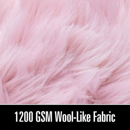 LOCHAS Soft Fluffy Faux Fur Rugs for Bedroom Bedside Rug 2x5 Feet, Washable, Furry Sheepskin Area Rug for Living Room Girls Room, Luxury Shag Carpet Home Decor, Pink
