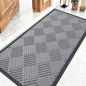 OLANLY Front Door Mat Outside Entrance 47x23, Absorbent, Heavy Duty Sturdy Natural Rubber Doormat Indoor Outdoor, Stain Fade Resistant, Non-Slip Low Profile Floor Mat Entryway, Charcoal Gray Diamond