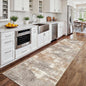 2x8 Washable Kitchen Runner Rug: Modern Abstract Runners for Hallway Soft Non Slip Rugs with Rubber Backing Low Pile Thin Waterproof Floor Carpet for Entryway Bedroom Bathroom Indoor 2x8 Brown/Brick