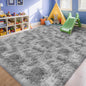 Large Area 8x10ft Carpet Tie-Dyed Grey Washable and Fluffy for Girls' Bedroom Bedside Rug