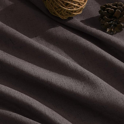 Cocoa Coffee Linen Curtains 72 Inch Long for Living Room Bedroom Lightweight Door Drapes 2 Panels Set, Semi Sheer Light Filtering Back Tab or Rod Pocket Curtain,52x72