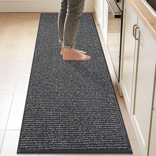 BEQHAUSE Kitchen Runner Rugs 24"x84", Non-Slip Kitchen Mats for Floor, Super Absorbent and Stain Resistant Kitchen Rug, Machine Washable Rugs for Kitchen, Hallway, Laundry & Sink, Charcoal