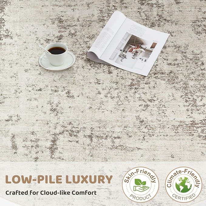 UERMEI 10x14 Area Rug Living Room Rugs - Washable Neutral Modern Abstract Soft Thin Large Rug Indoor Floor No Slip Rug Carpet for Bedroom Under Dining Table Home Office Decor - Dark Brown