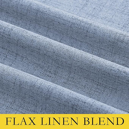 NICETOWN Stone Blue Vintage Linen 100% Blackout Curtains for Dining Room, Thermal Insulated Curtains 54" Long, Noise Reducing Window Treatment Drapes for Kitchen, 42" Wide Per Panel, Set of 2
