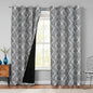 Beauoop 100% Blackout Curtains 84 Inches Long 2 Panels for Bedroom Living Room Grey Moroccan Geo Room Darkening Thermal Insulated Soundproof Grommet Top Window Treatments Drapes, 50x84 Set of 2