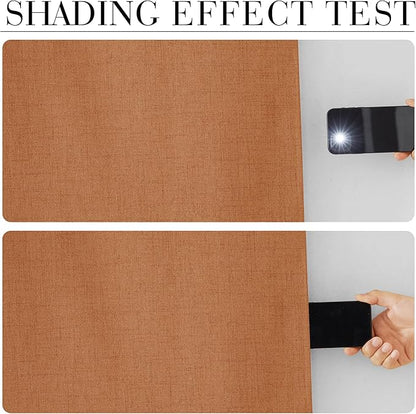 RYB HOME 100% Blackout Fall Curtains for Bedroom Linen Texture, Burnt Orange Curtains for LivingRoom/Office/Sliding Door, Thermal Insulated Farmhouse HomeDecor, Luxury Privacy Drape, W52xL84, 2 Panels